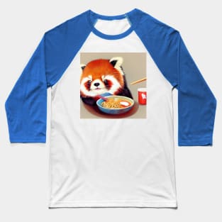 Kawaii Red Panda Eating Ramen Baseball T-Shirt